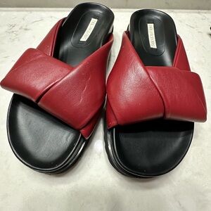 Elegant Red Obi Slide Sandals, Neil J Rodger’s